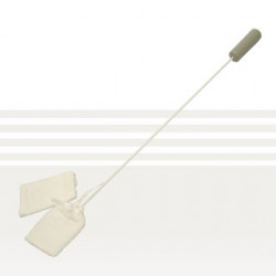 Short grey handle long thin white flexi handle and white toweling over a flex plastic piece